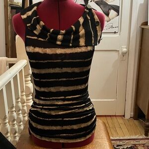 Flamingo Sleeveless with side rushing Striped Top – Size Small –